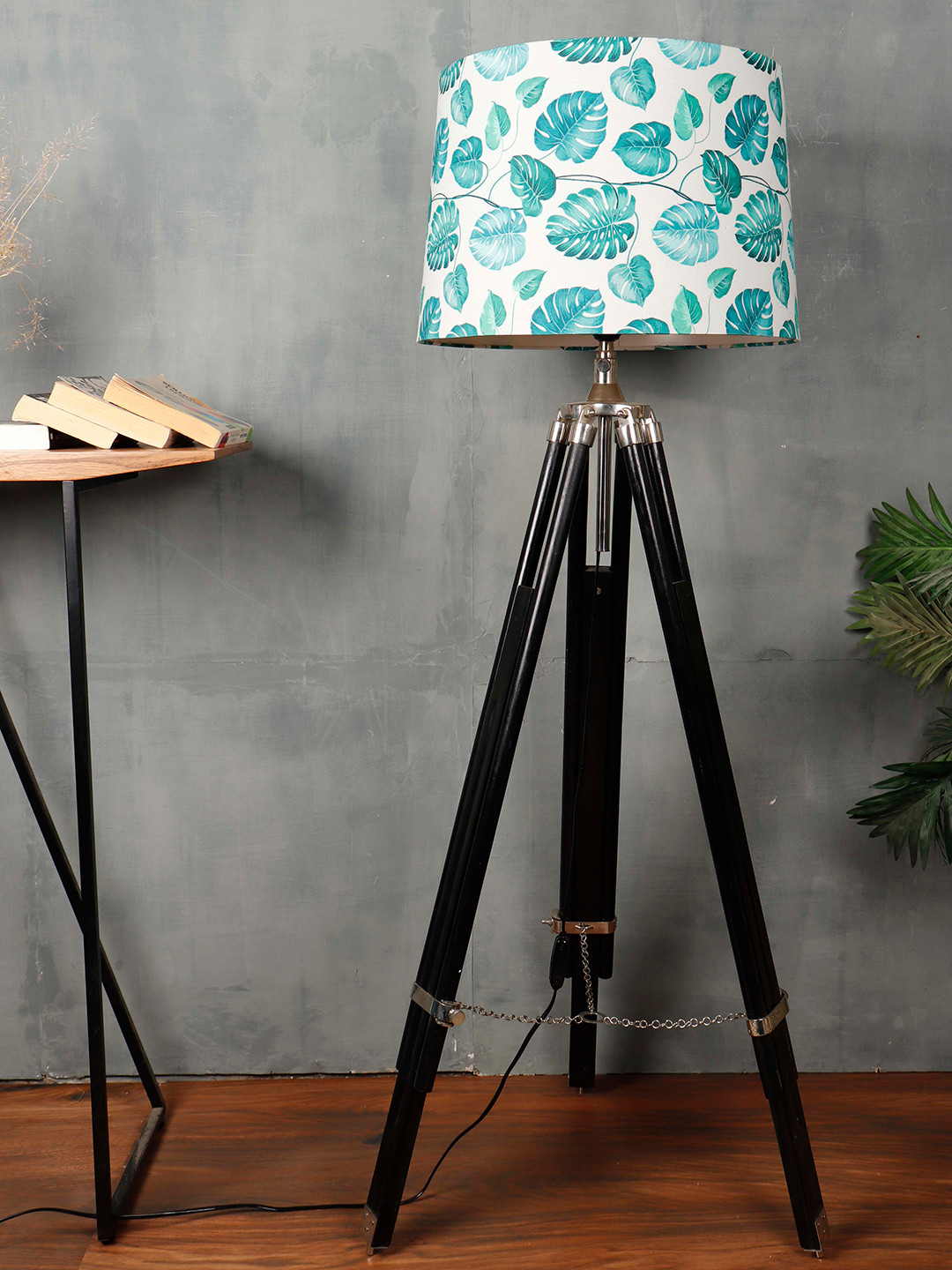 Grated Ginger Teal Blue & White Printed Contemporary Lamp Shade