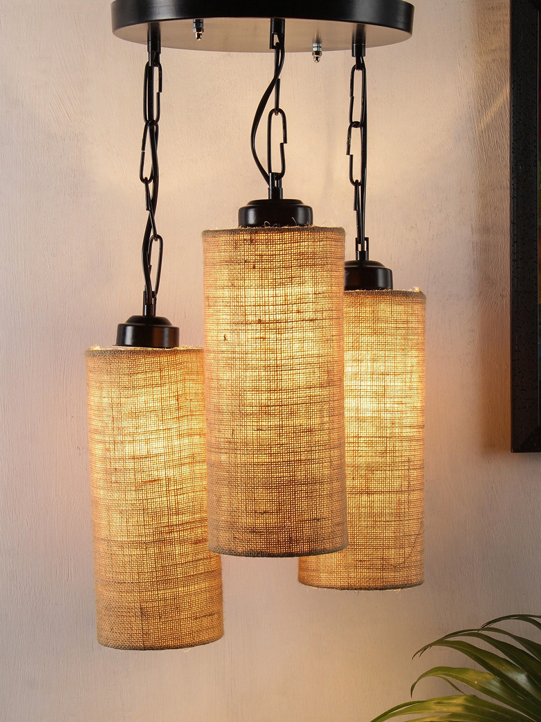 Devansh Black & Beige Solid Triple Round Cylindrical Cluster Light