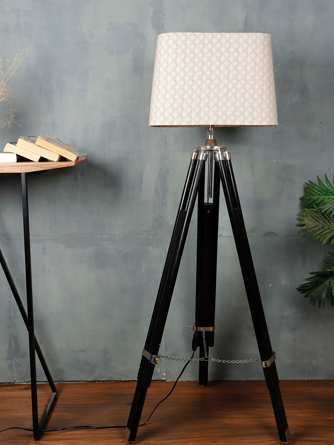 Grated Ginger Beige & White Geometric Printed Frustum Lamp Shade