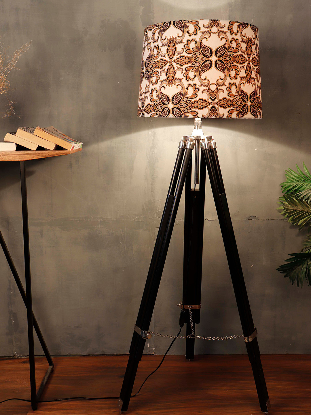 Grated Ginger Brown & White Printed Lamp Shade