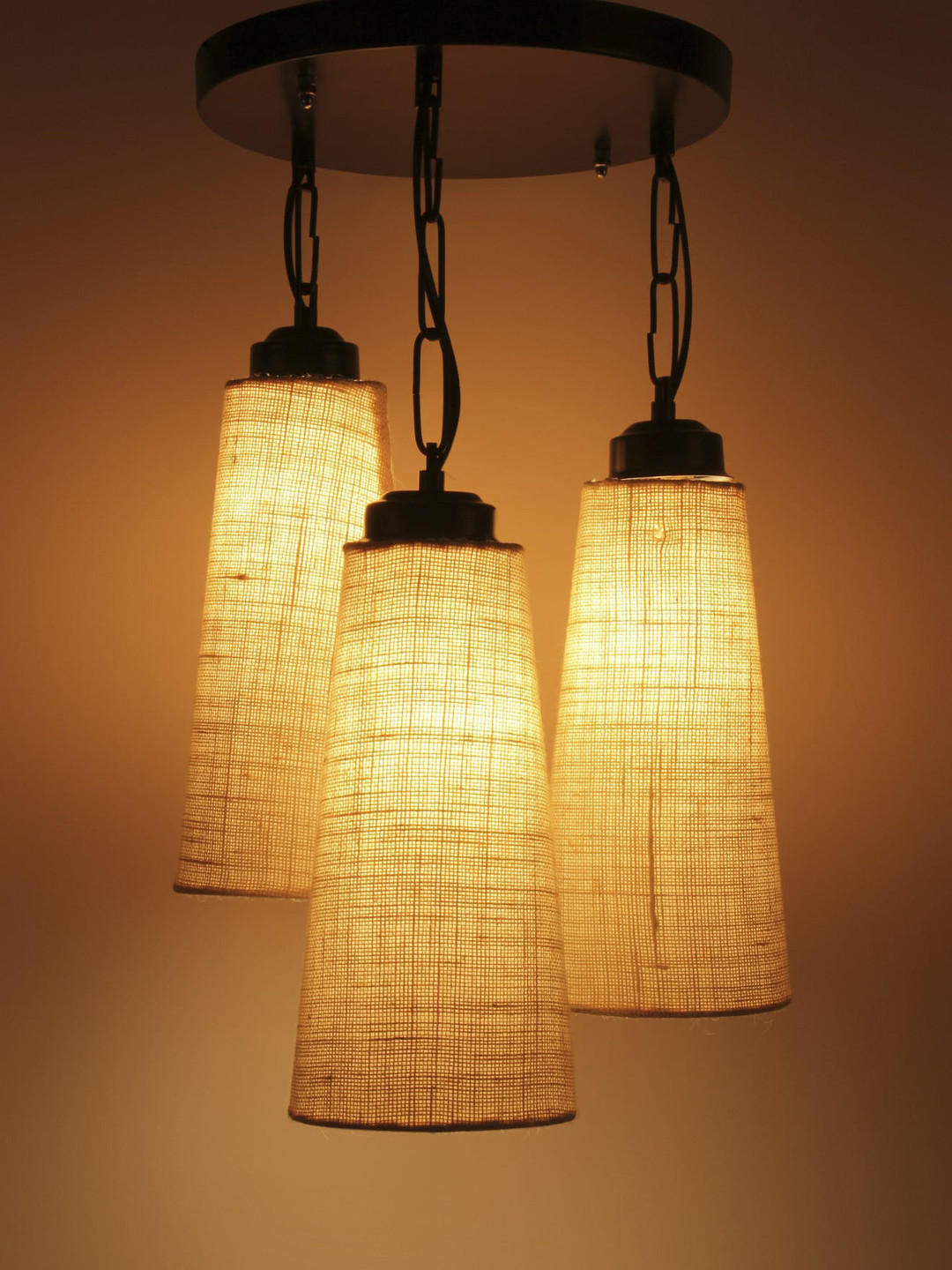 Devansh Black & Beige Solid Triple Conical Cluster Lights
