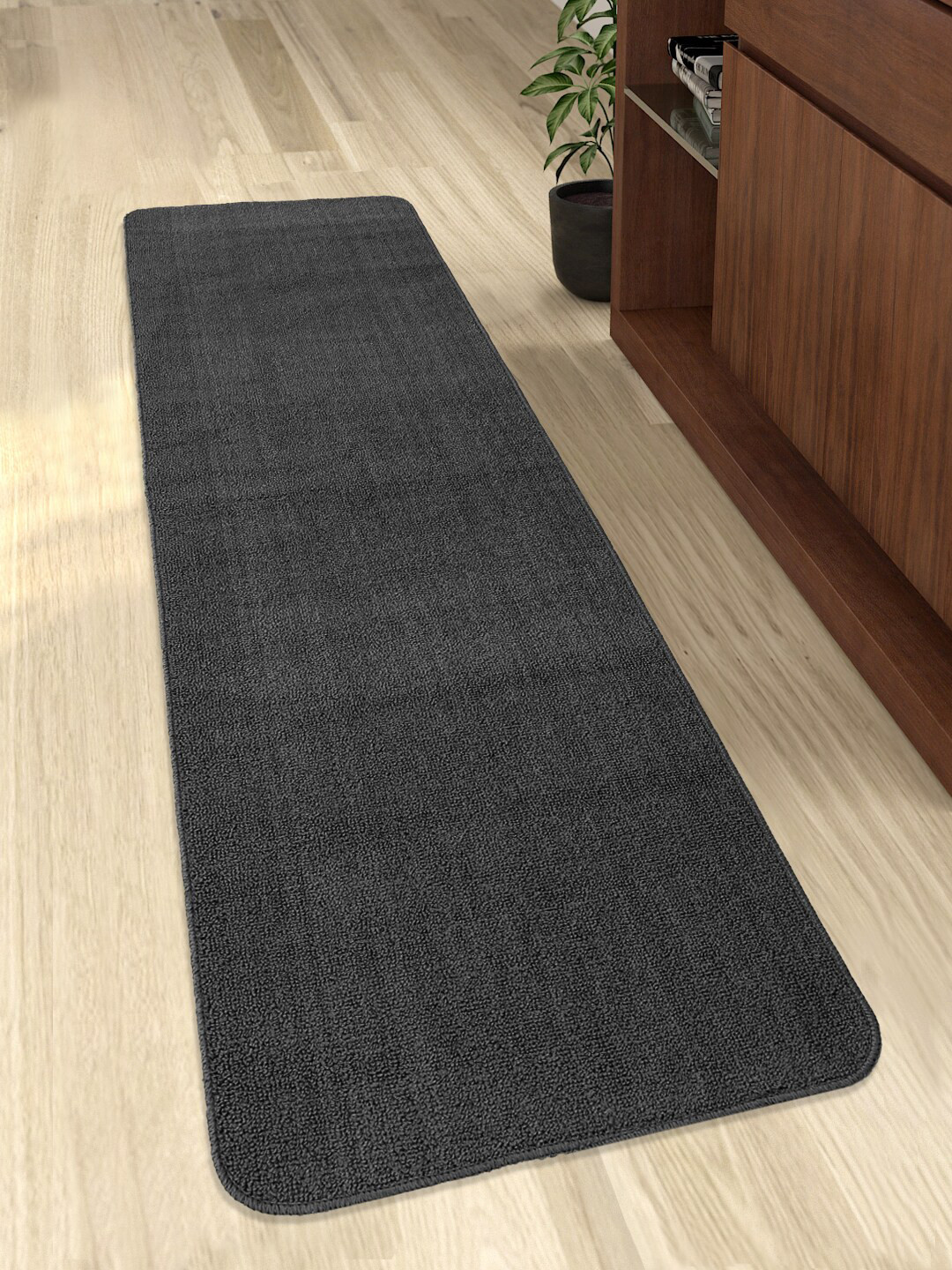 Saral Home Charcoal Grey Solid Antiskid Floor Runner