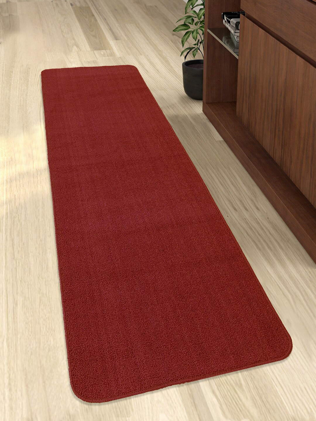 Saral Home Maroon Solid Anti Slip Runner