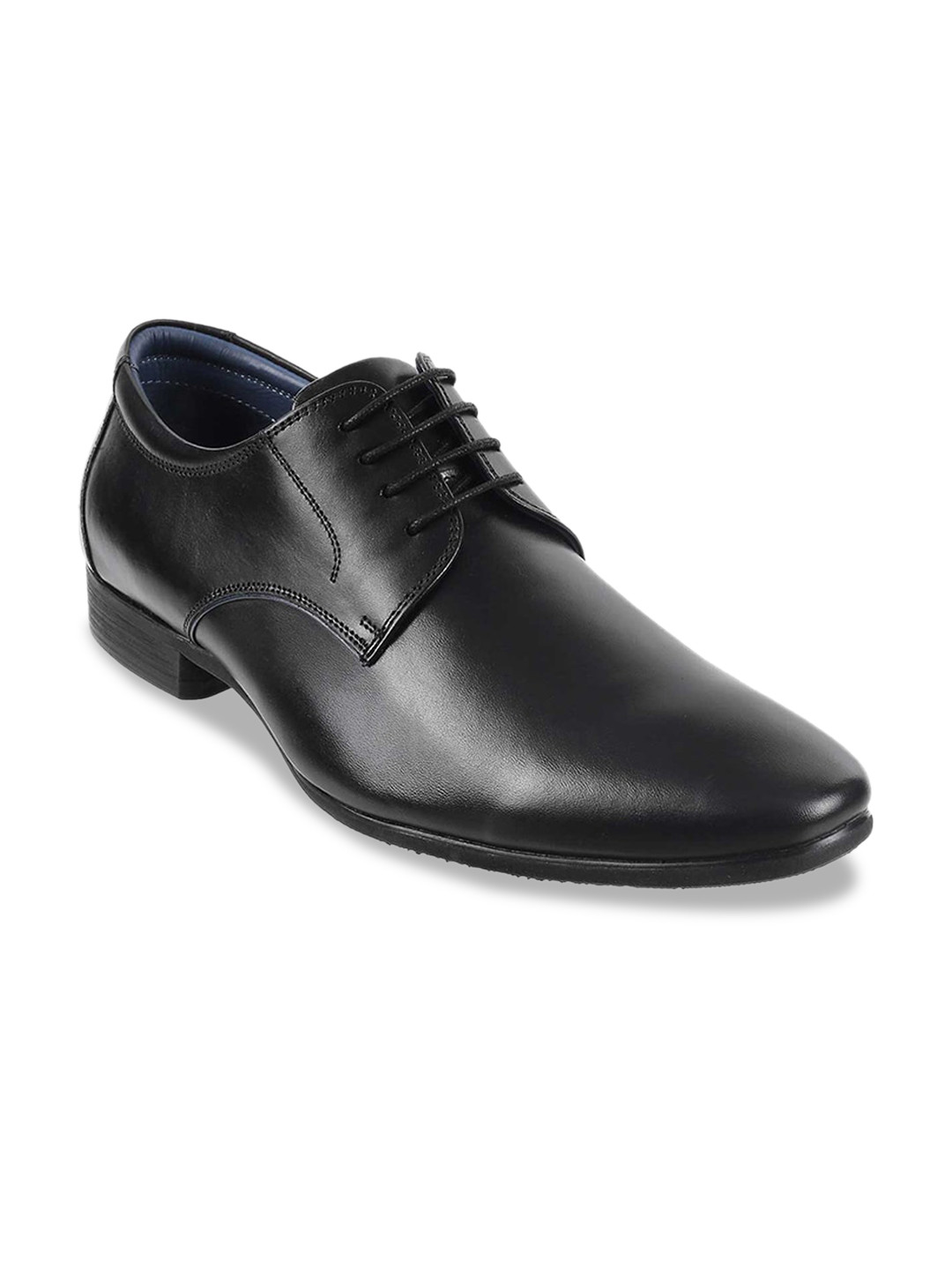 DAVINCHI Men Black Solid Formal Leather Derbys