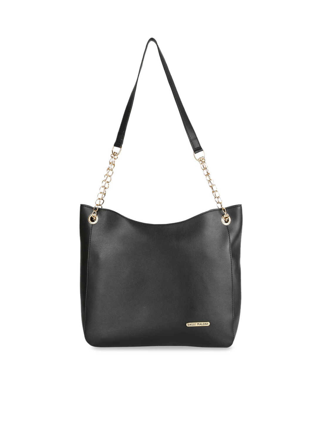 Bagsy Malone Black Solid Tote Bag