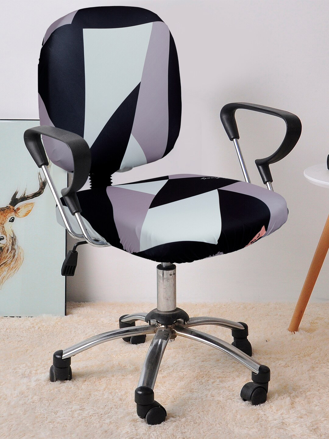 Cortina Set Of 12 Black & Purple Colourblocked Chair Covers