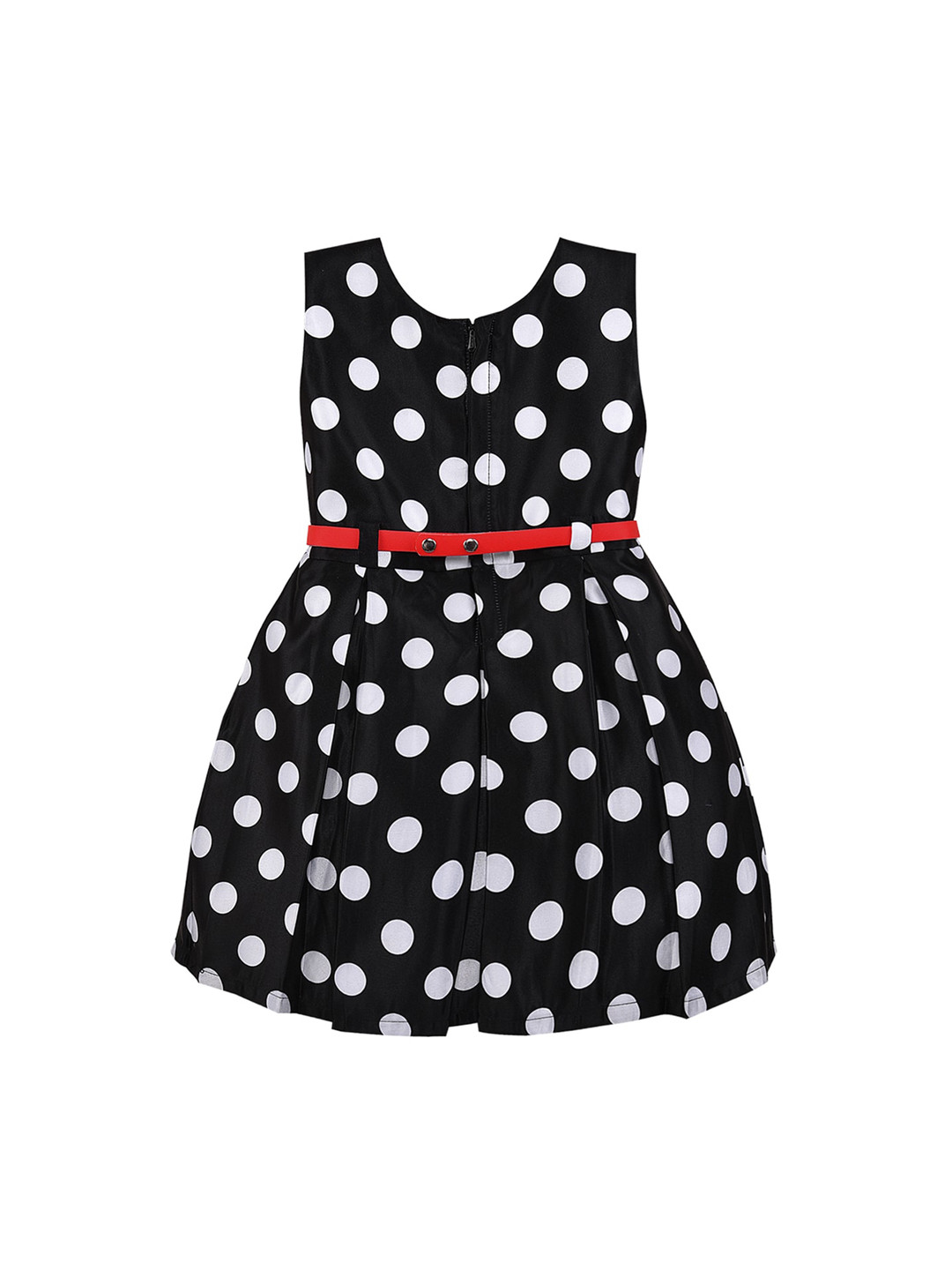 Wish Karo Girls Black & White Printed Fit and Flare Silk Dress (0-3 Months)