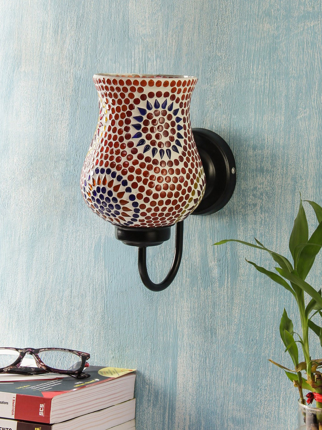 Devansh Yellow & Orange Printed Mosaic Wallchiere Lamp