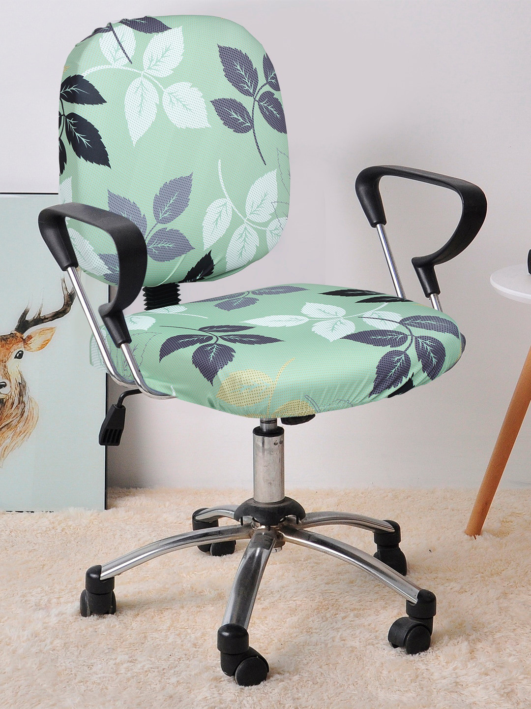 Cortina Set Of 8 Green & Blue Printed Chair Cover