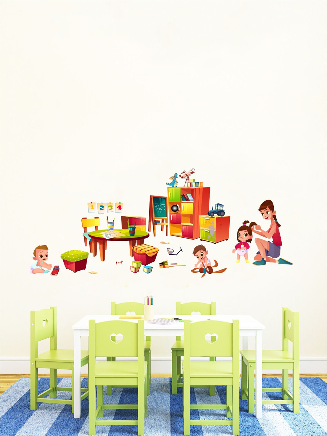 rawpockets Multicolored Kids Playing with Mom Wall Stickers