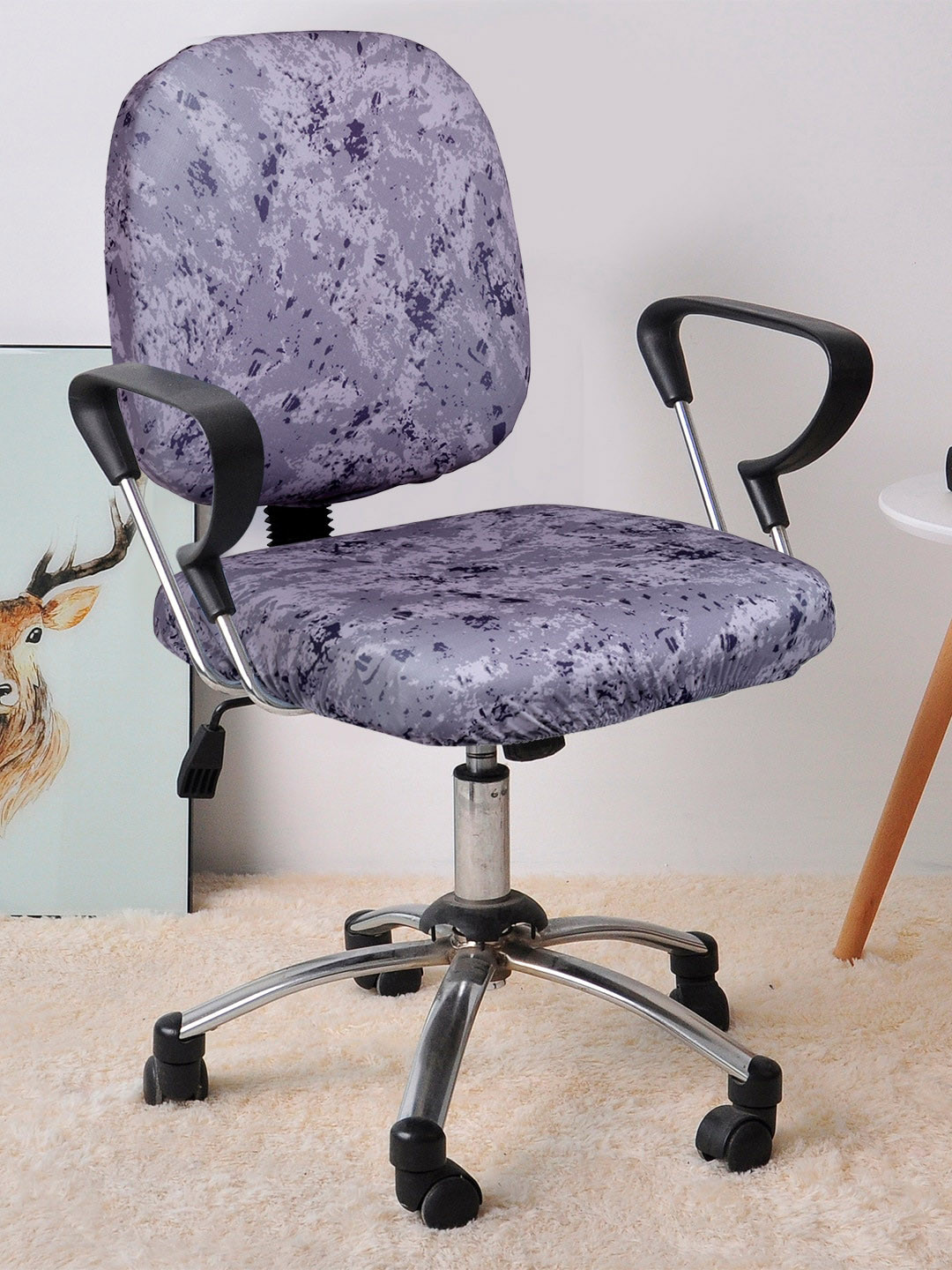 Cortina Purple Abstract Printed Chair Cover
