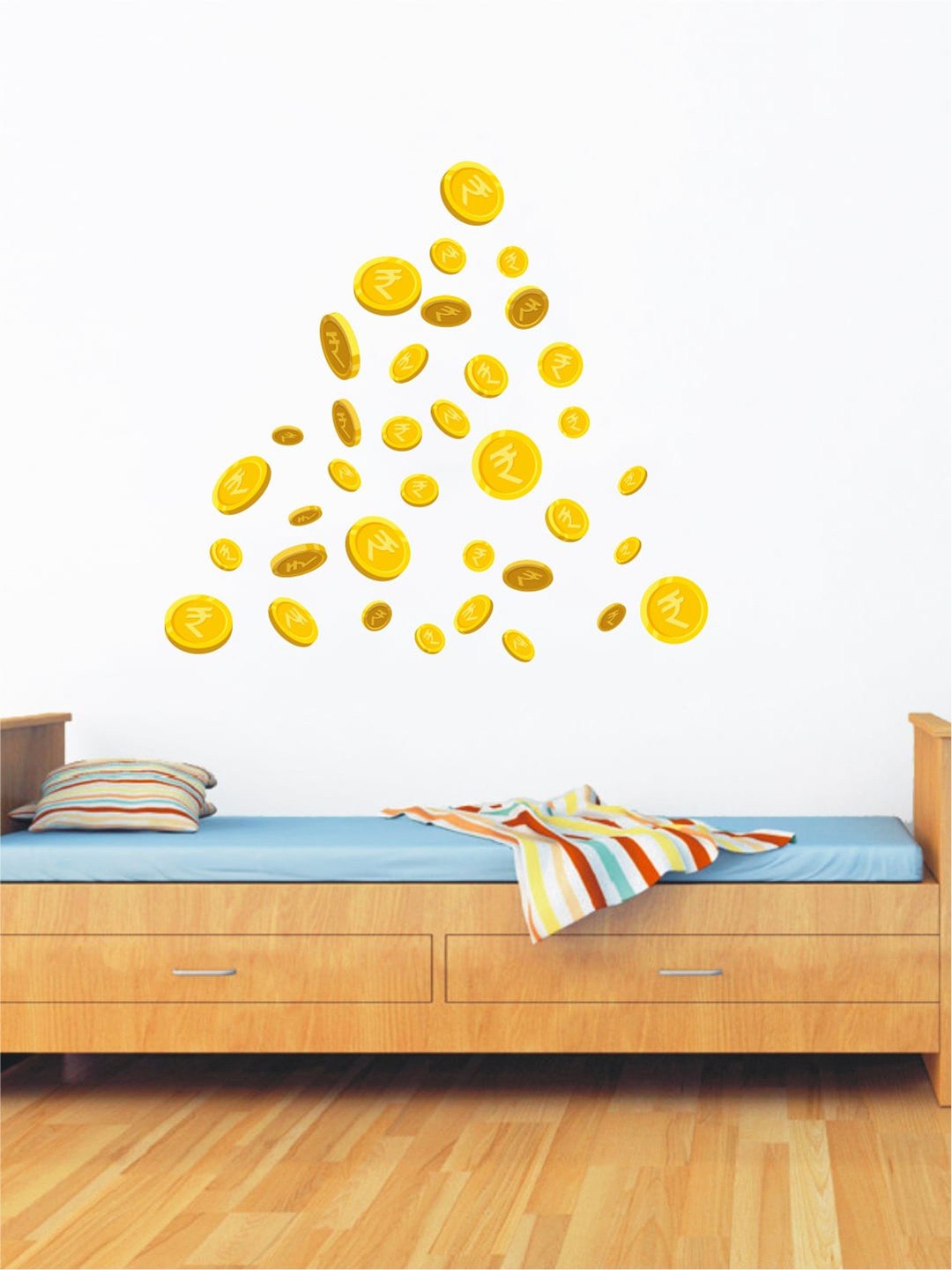 rawpockets Yellow Gold Coins Wall Stickers