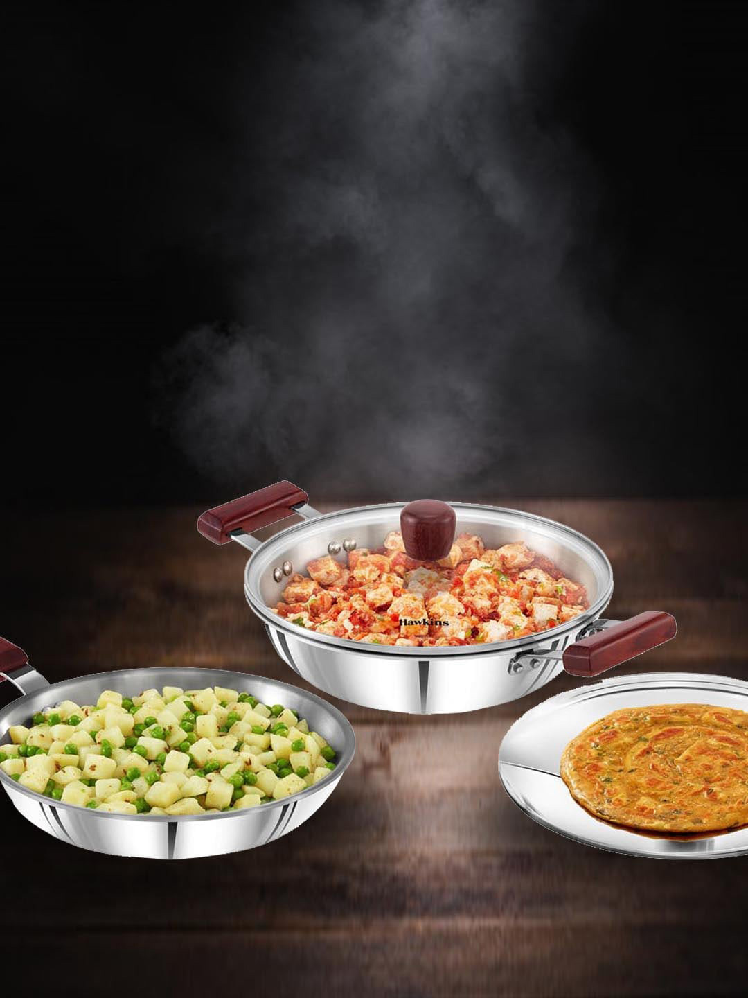 Hawkins Silver-Toned 3 Pieces Cookware Set