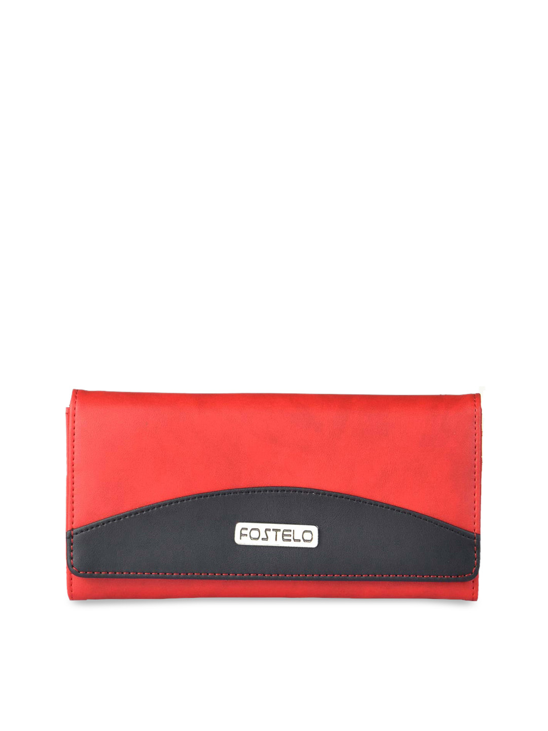 Fostelo Women Red & Black Solid Foldover Clutch
