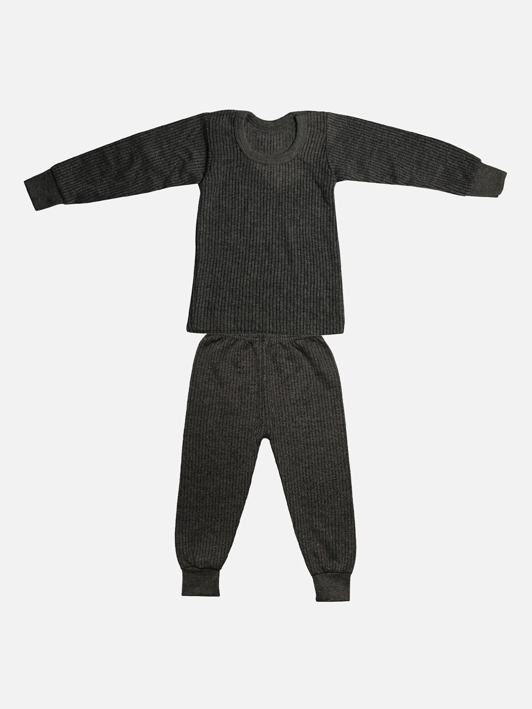TINY HUG Boys Charcoal Grey Striped Thermal Set