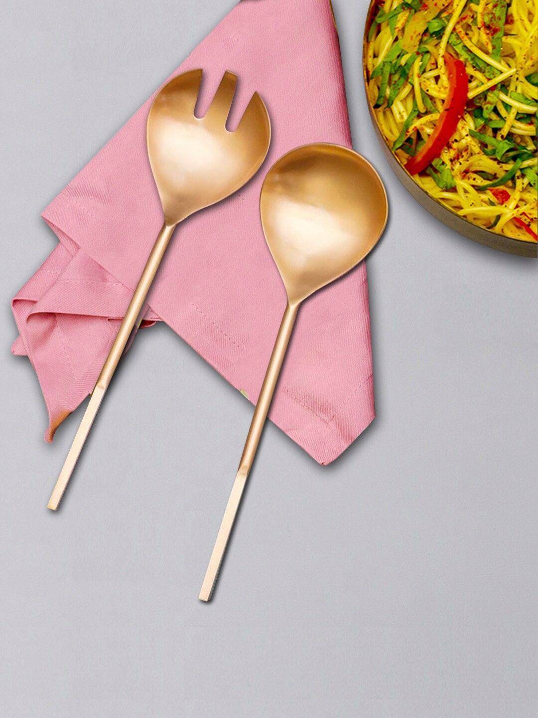 nestroots Gold Toned 2 Pcs Solid Stainless Steel Cutlery Set