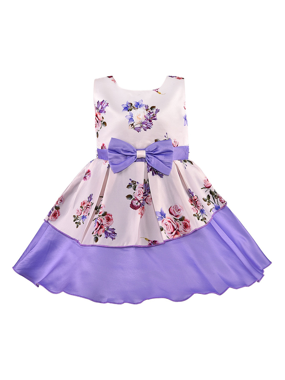 Wish Karo Girls Purple Printed Fit and Flare Dress