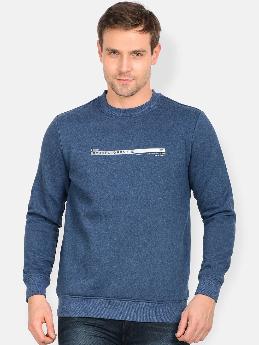t-base Men Blue Solid Sweatshirt