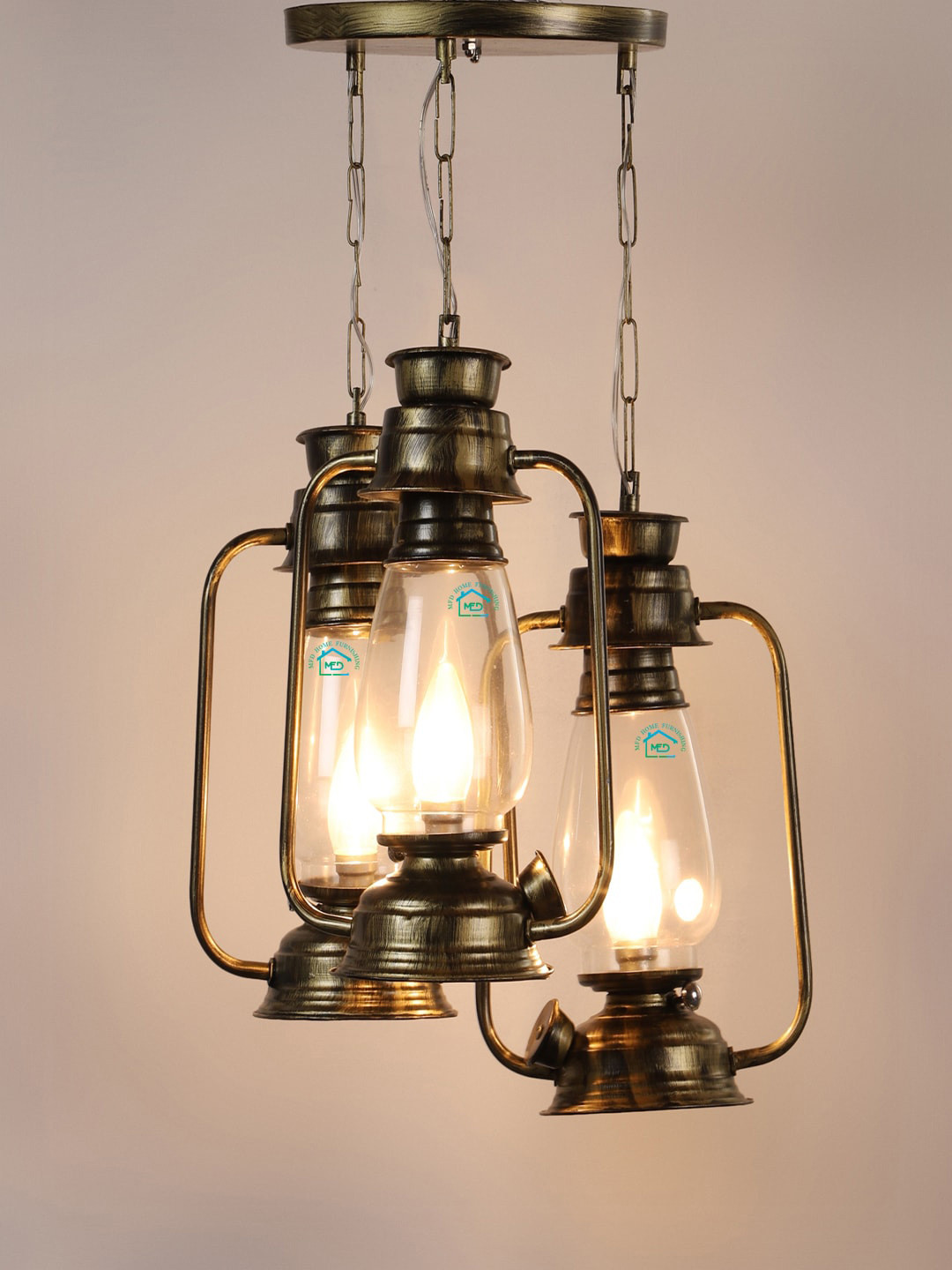 MFD HOME FURNISHING Gold & Transparent Traditional Cluster Lanterns