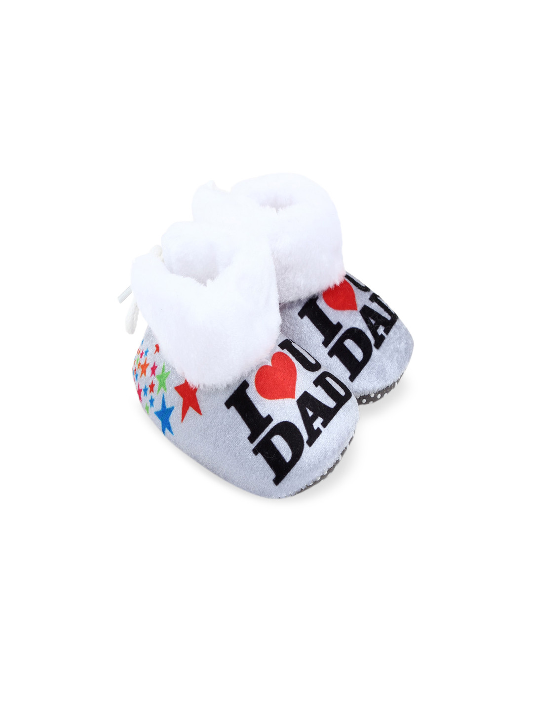 Superminis Infant Kids Grey & White Printed High-Rise Booties