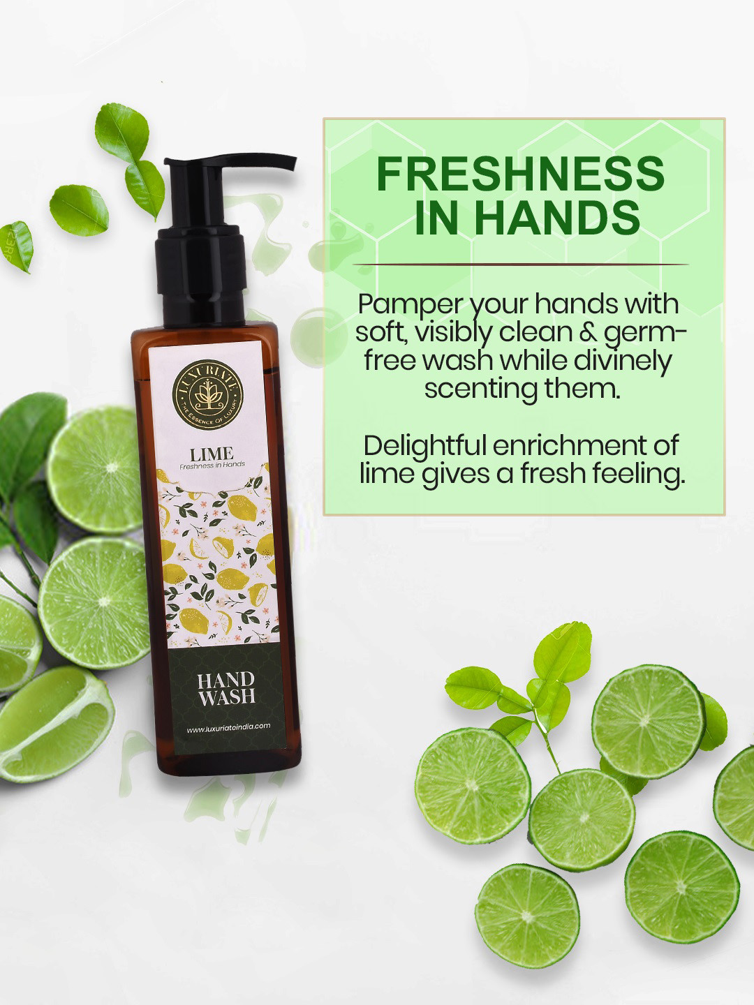 LUXURIATE Lime Freshness in Hands Refreshing Gentle Foaming Hand Wash Liquid Soap 200ml