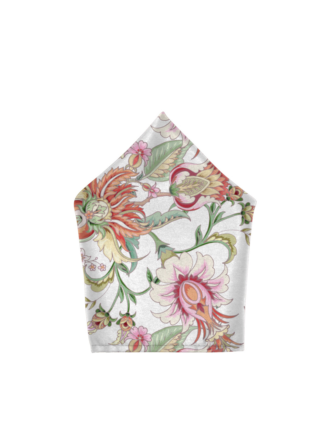Blacksmith Men Grey & Red Floral Printed Linen Pocket Square