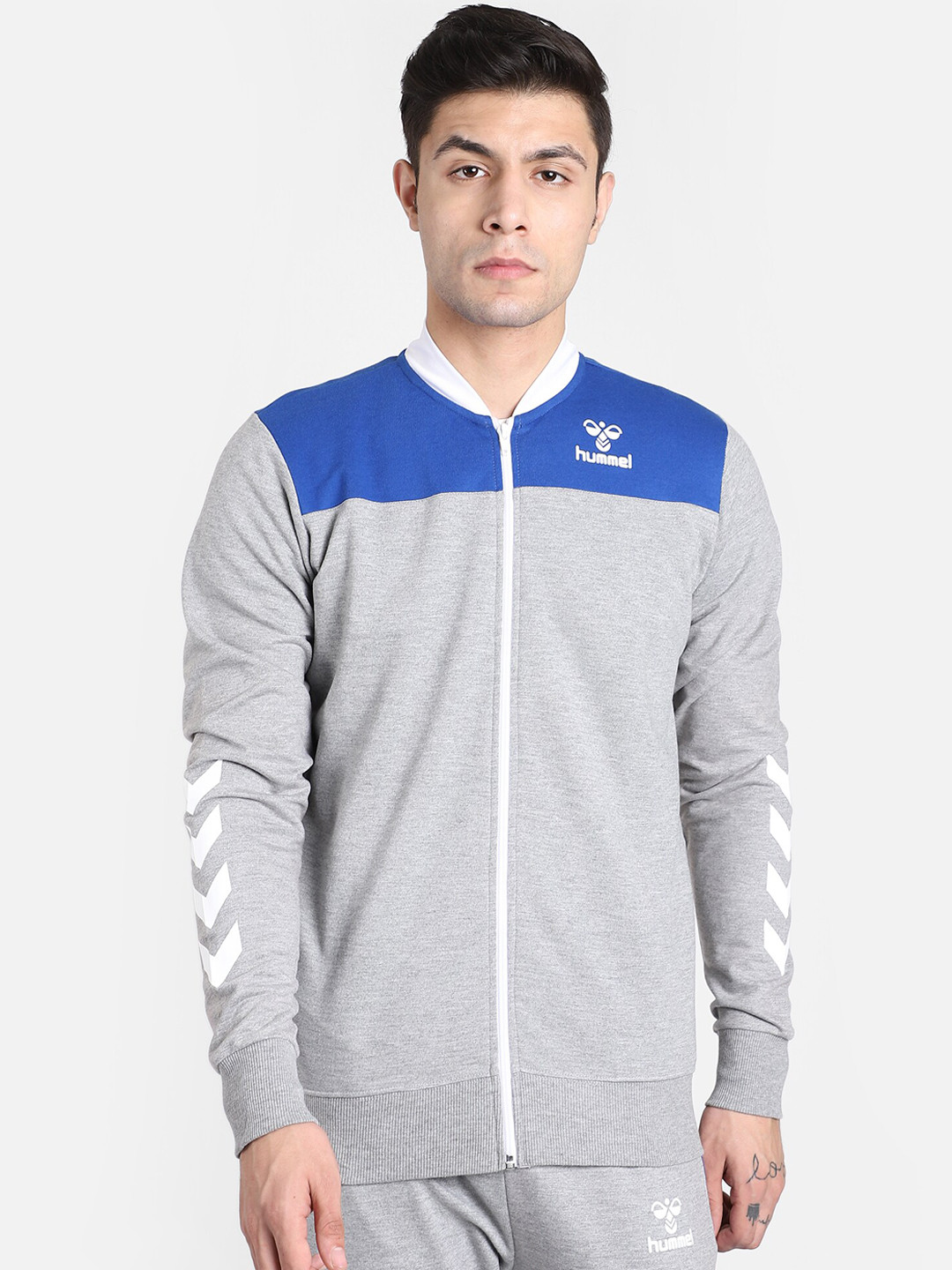hummel Men Grey Colourblocked Sporty Jacket