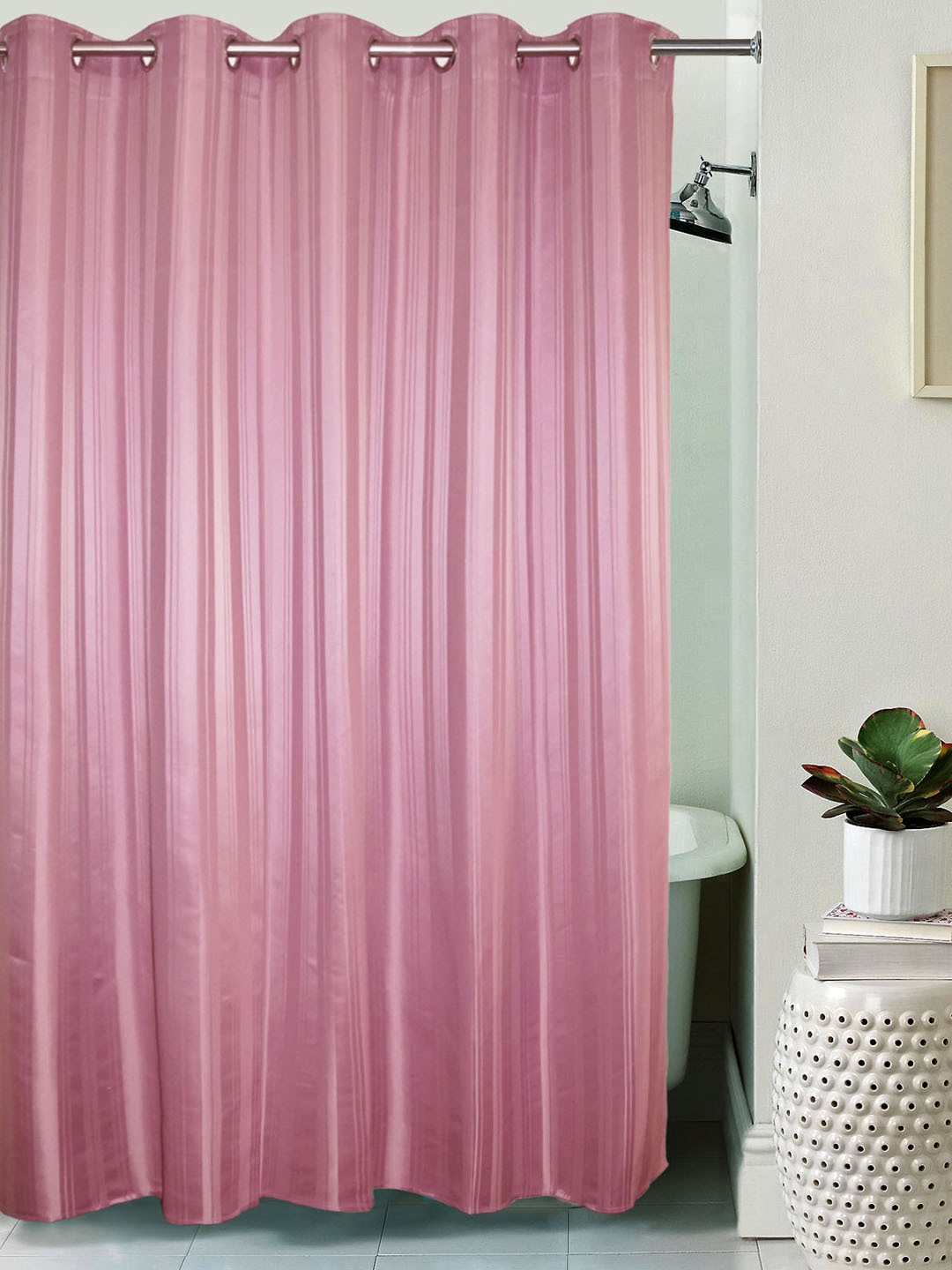 Lushomes Purple Striped Waterproof Shower Curtain