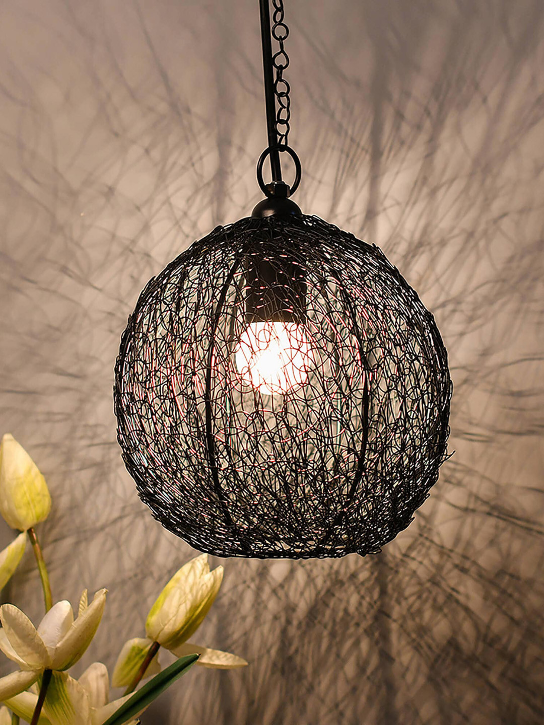 Homesake Black Self Design Classic Twisted Wire Hanging Light