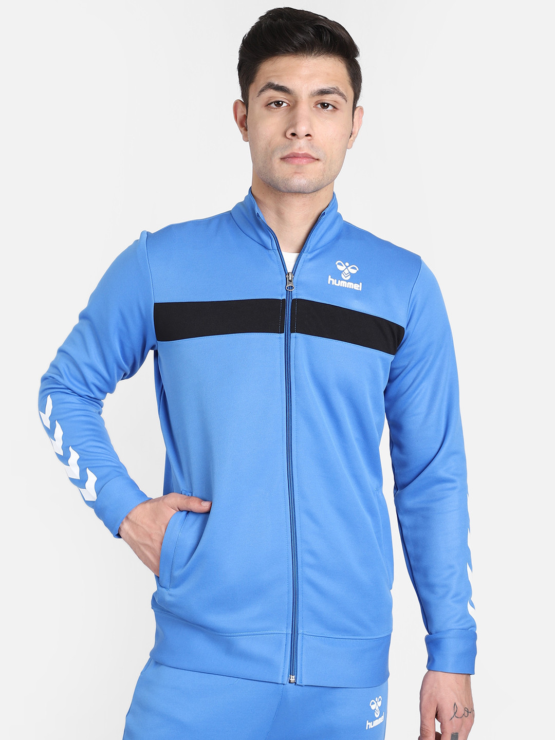 hummel Men Blue Striped Tailored Jacket