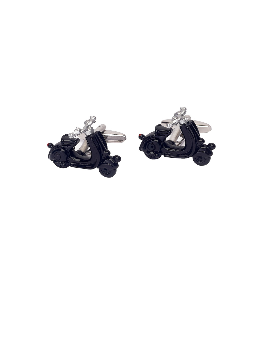 The Tie Hub Silver-Toned & Black Quirky Cufflinks
