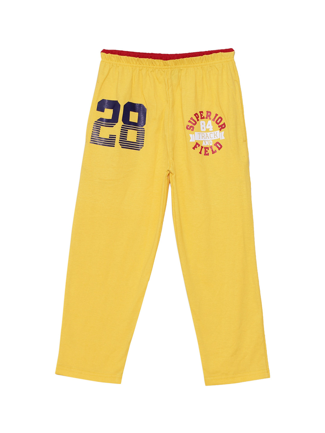 SWEET ANGEL Boys Yellow & Red Solid Straight-Fit Track Pants