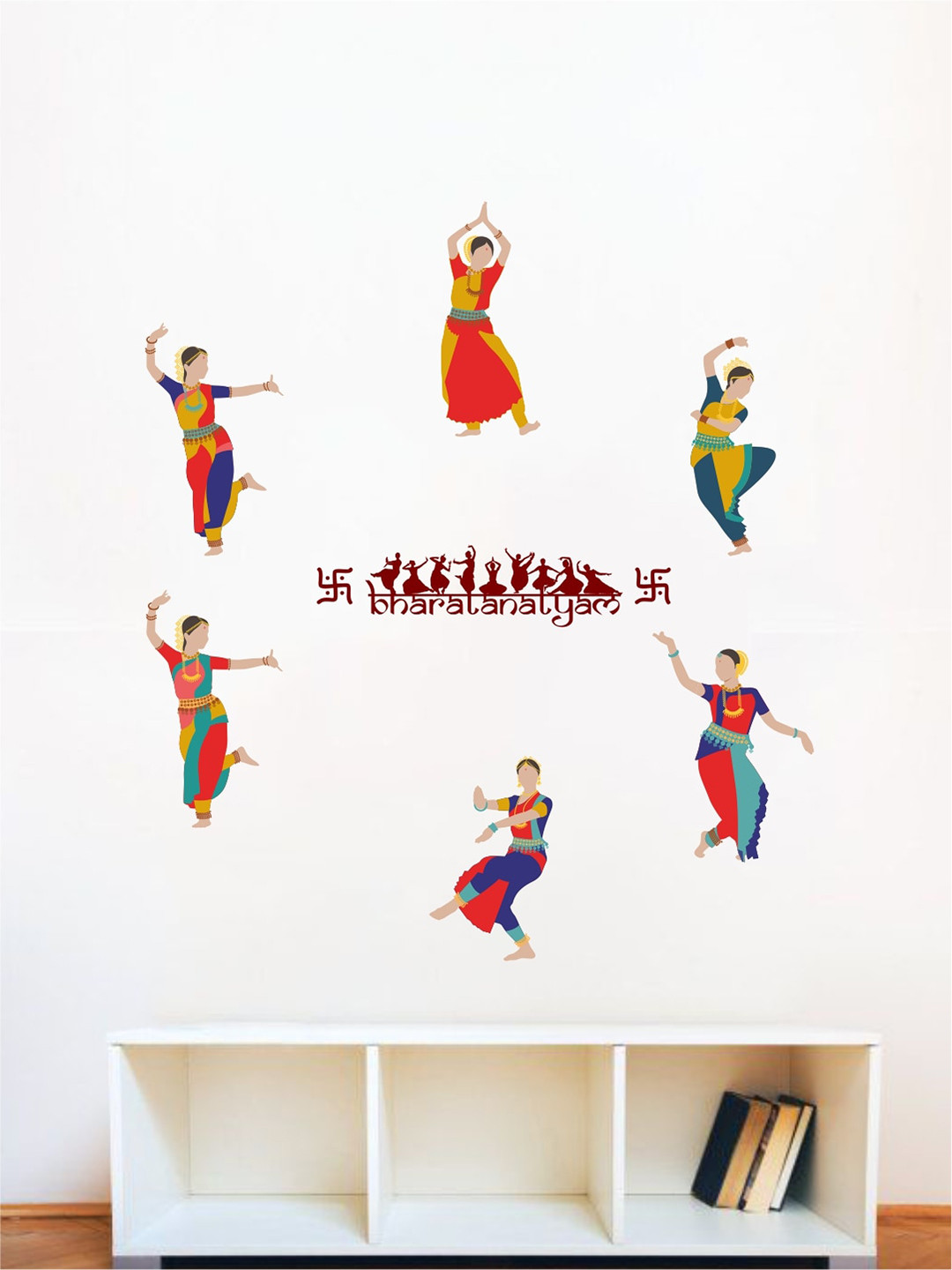 rawpockets Orange & Blue Bharathanatyam Printed Wall Sticker