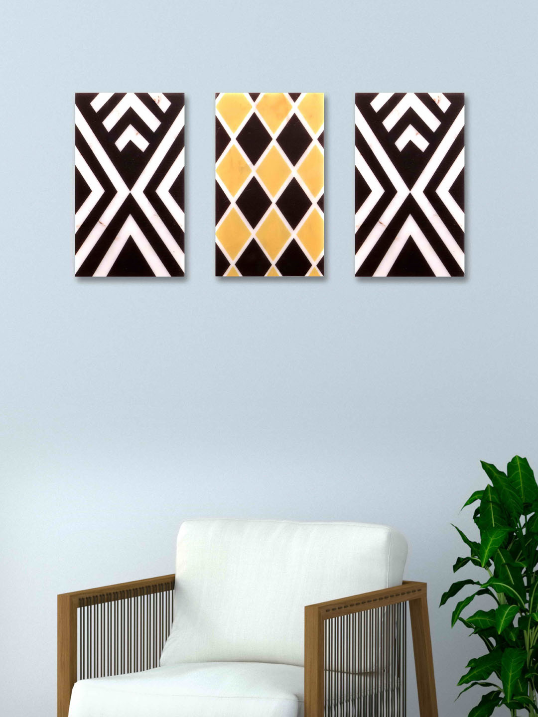 POSH-N-PLUSH Canvas 3 Pcs Wall Rectangle Paintings Wall Art -18.1x9.8In