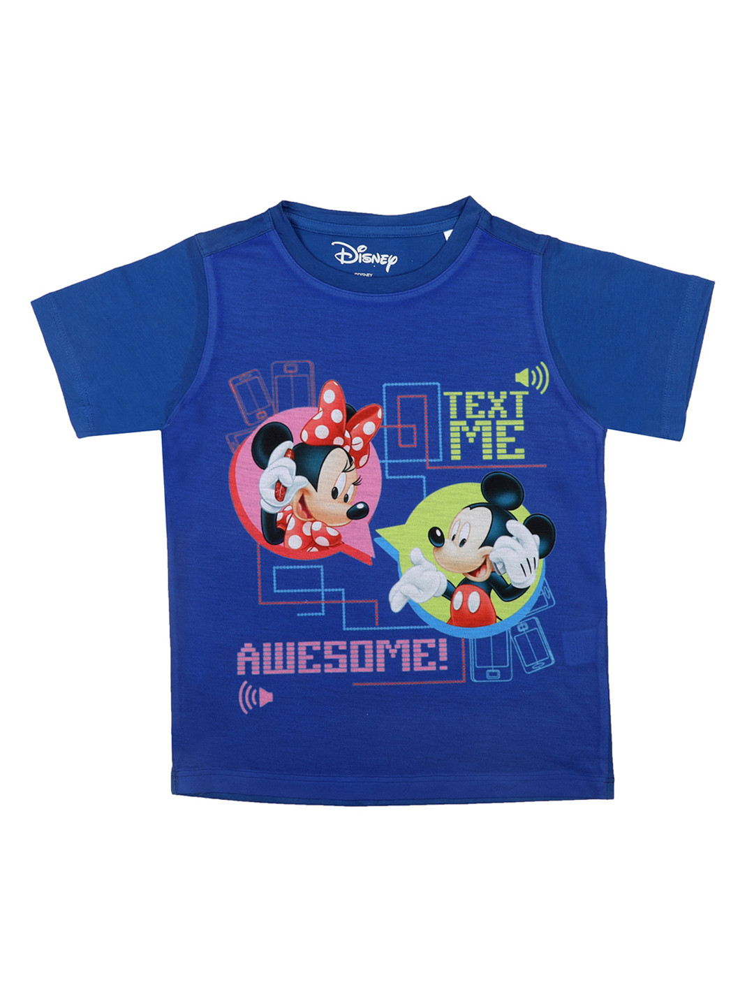 Disney by Wear Your Mind Boys Blue Mickey & Freinds Printed Round Neck T-shirt