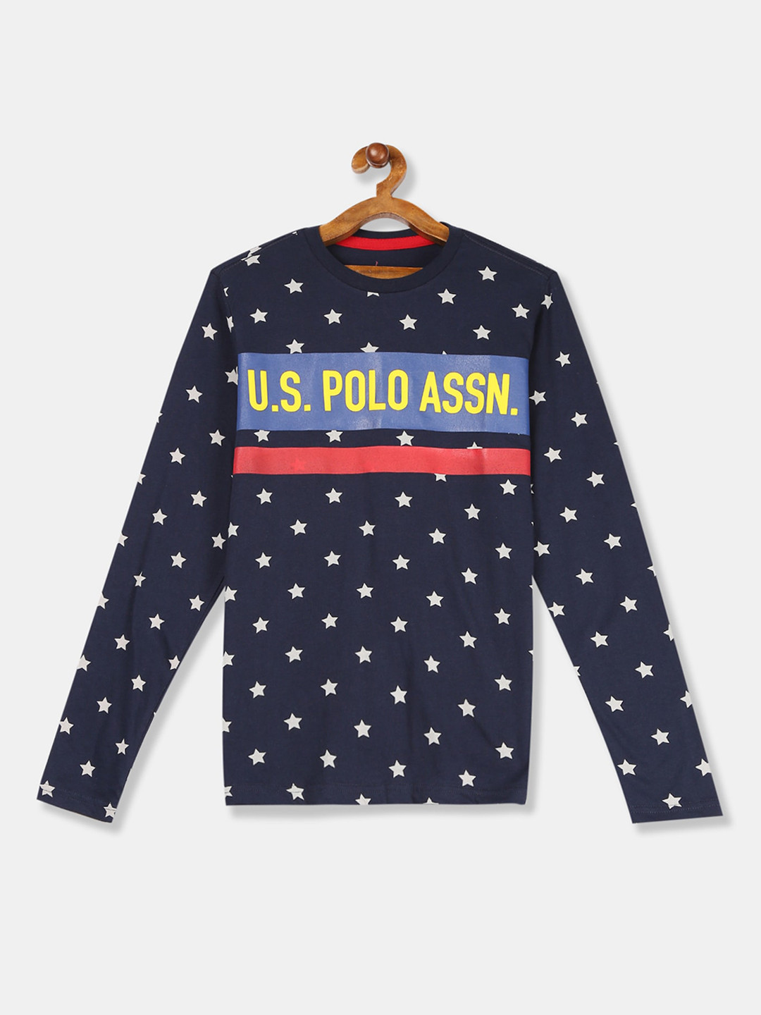 U.S. Polo Assn. Kids Boys Blue Printed Polo Collar T-shirt