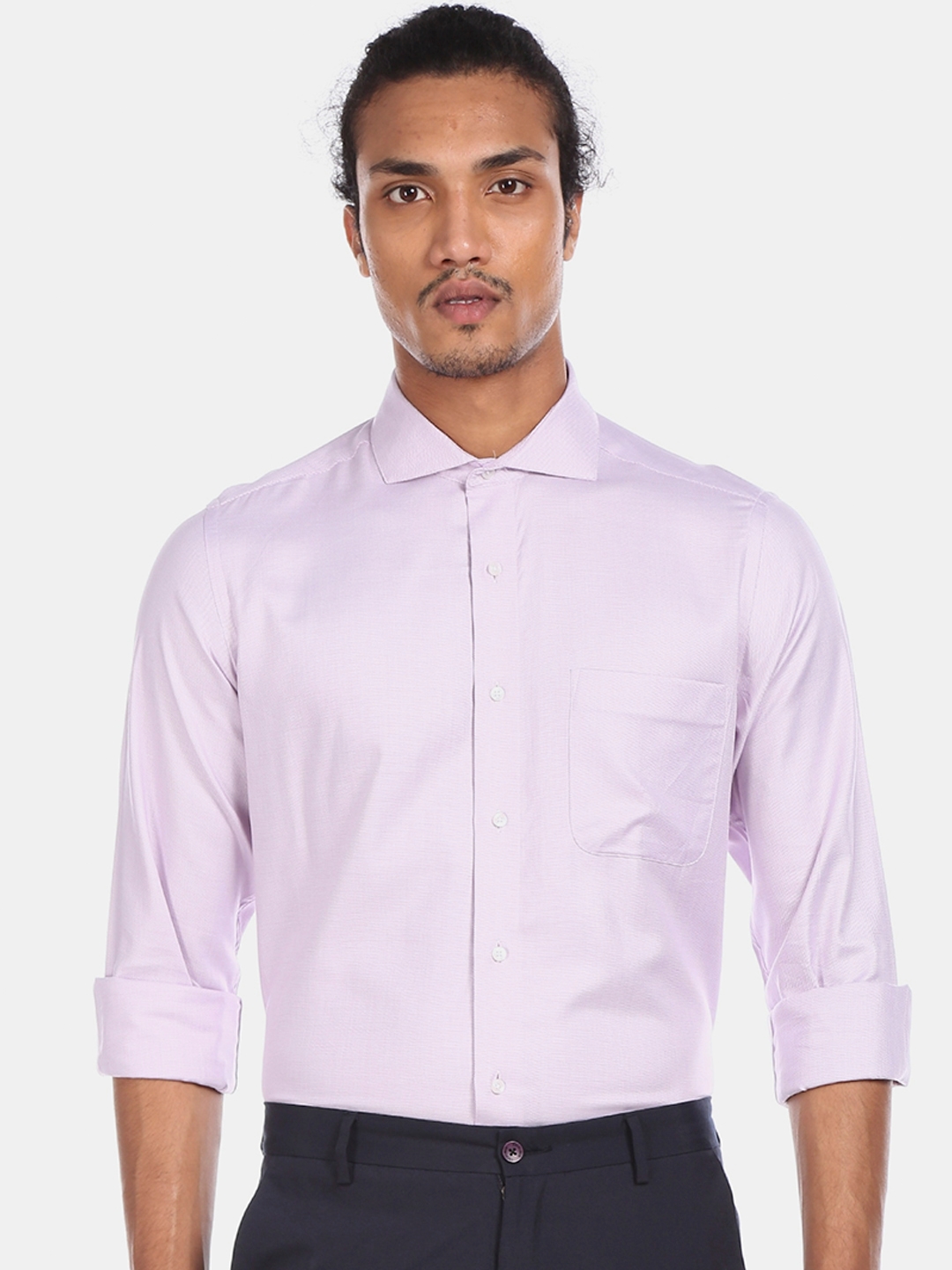 Arrow Men Purple Regular Fit Solid Casual Shirt