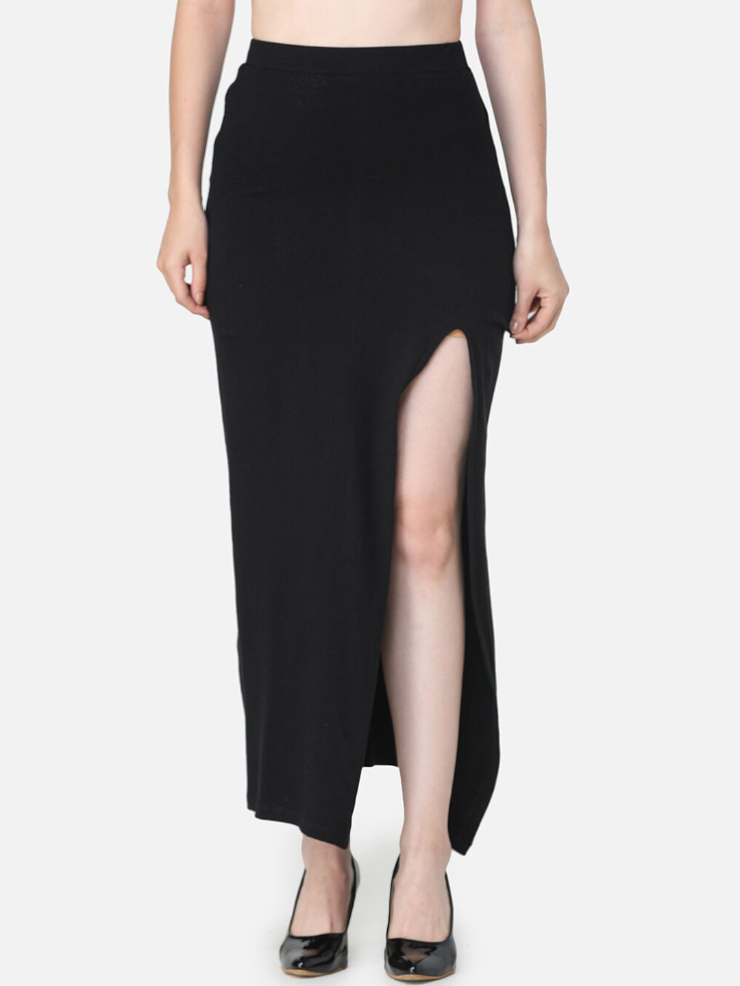 SCORPIUS Black Straight Maxi Skirt