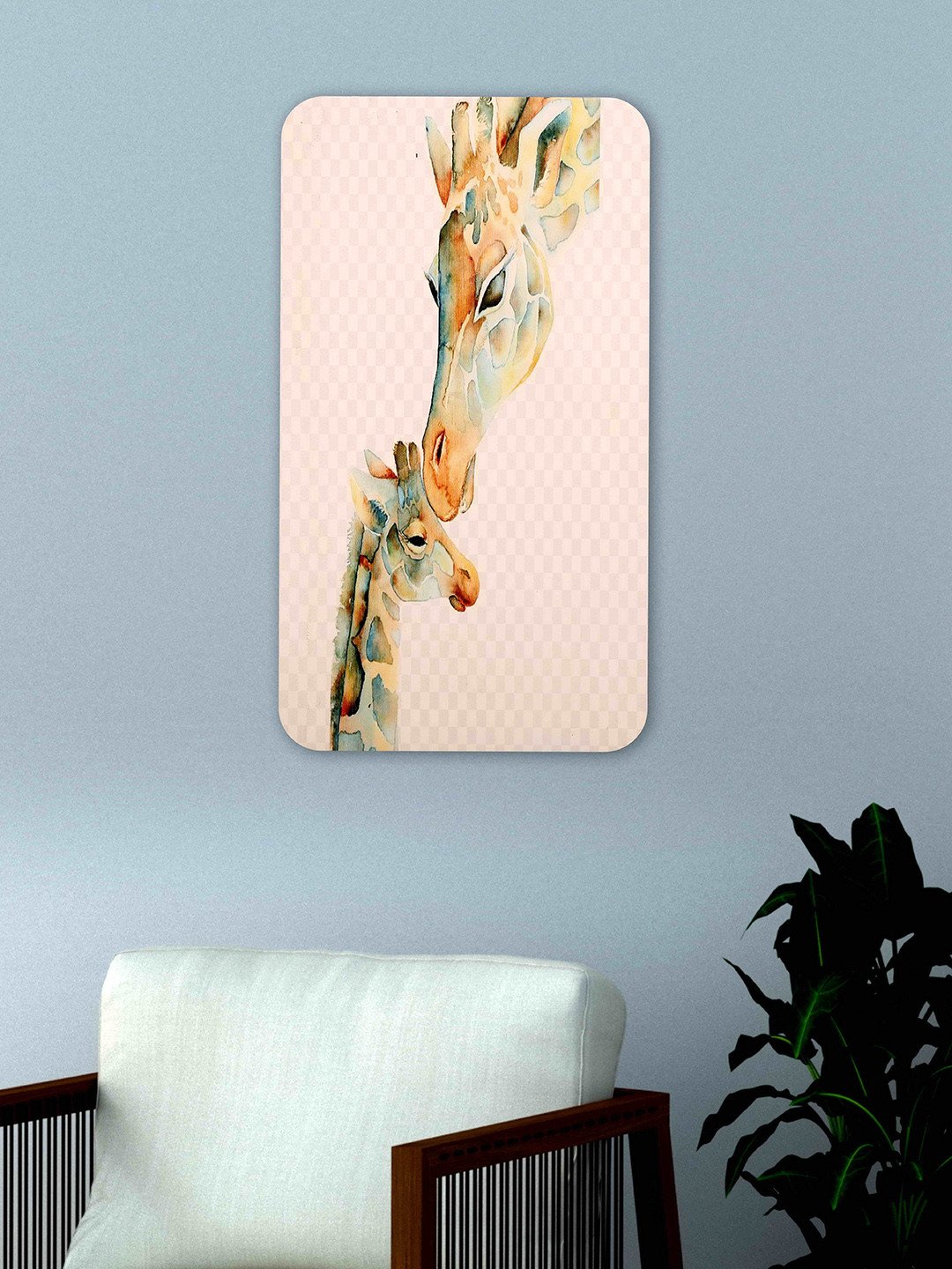 POSH-N-PLUSH Pink & Beige Giraffe Love Wall Art