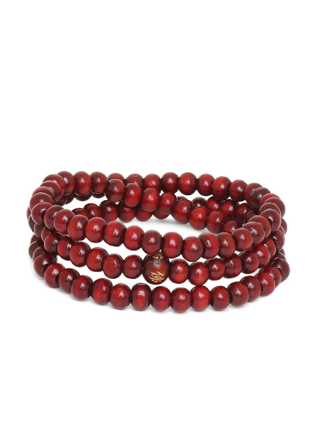 OOMPH Men Maroon Wood Handcrafted Multistrand Bracelet