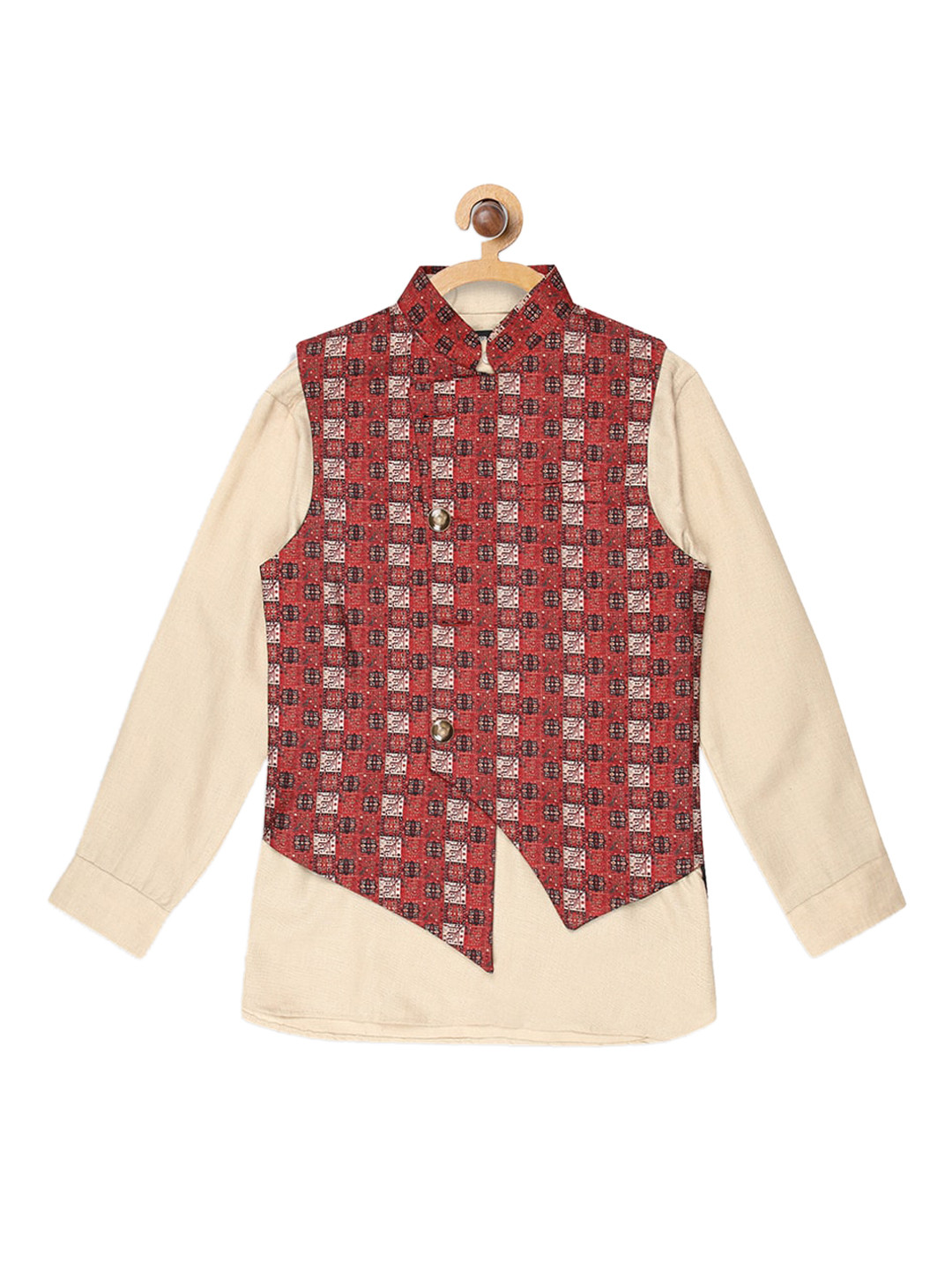 Blue Giraffe Boys Beige & Rust Co-Ord Set with Waistcoat