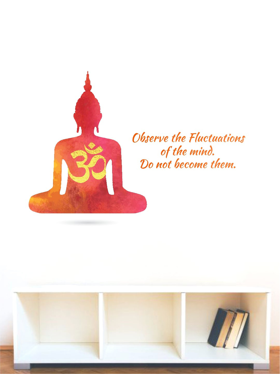 rawpockets Red & Yellow Buddha Mind Motivation Quote PVC Vinyl Wall Sticker