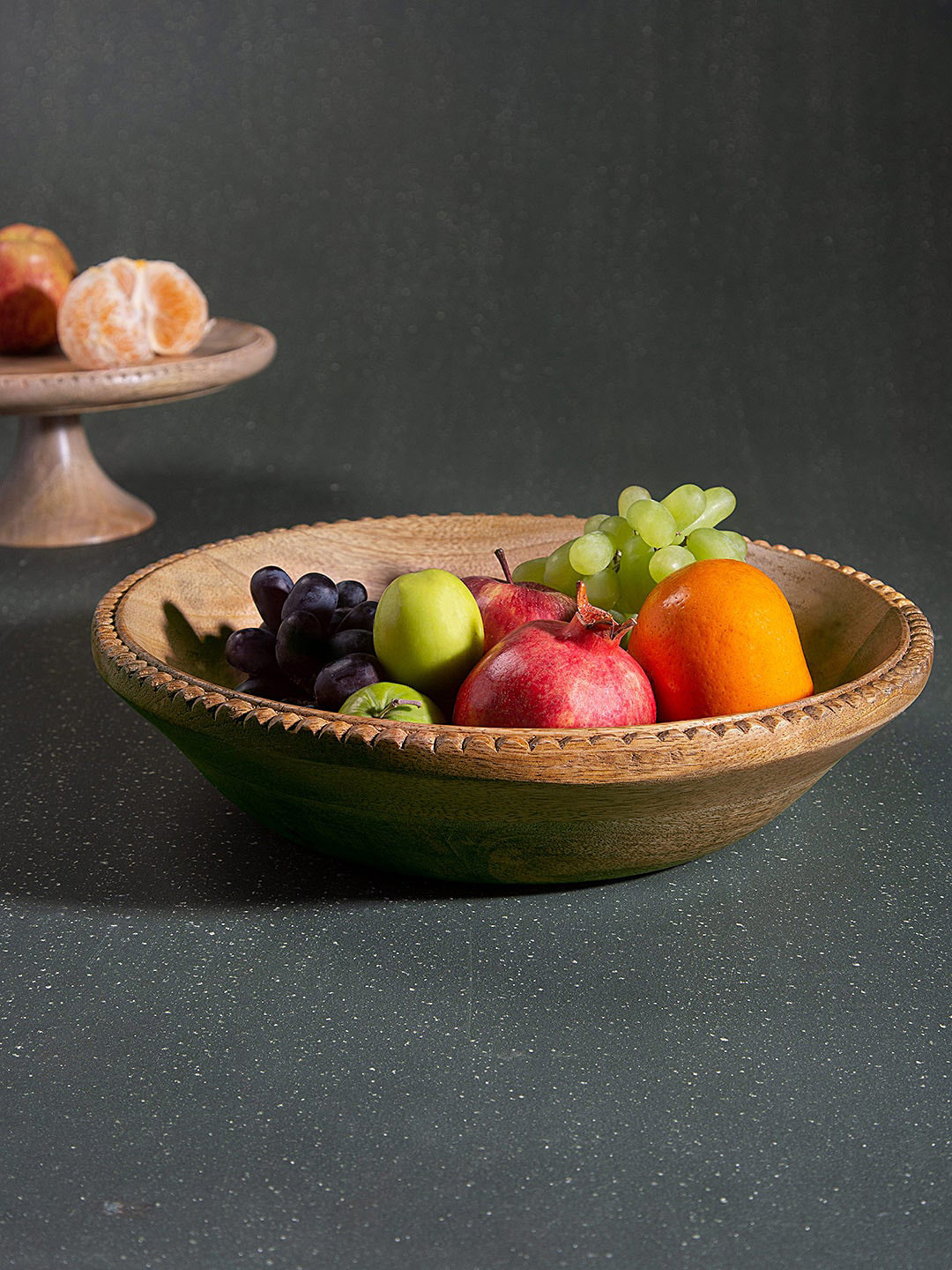 ellementry Brown Solid Handcrafted Country Home Mango Wood Serving Bowl