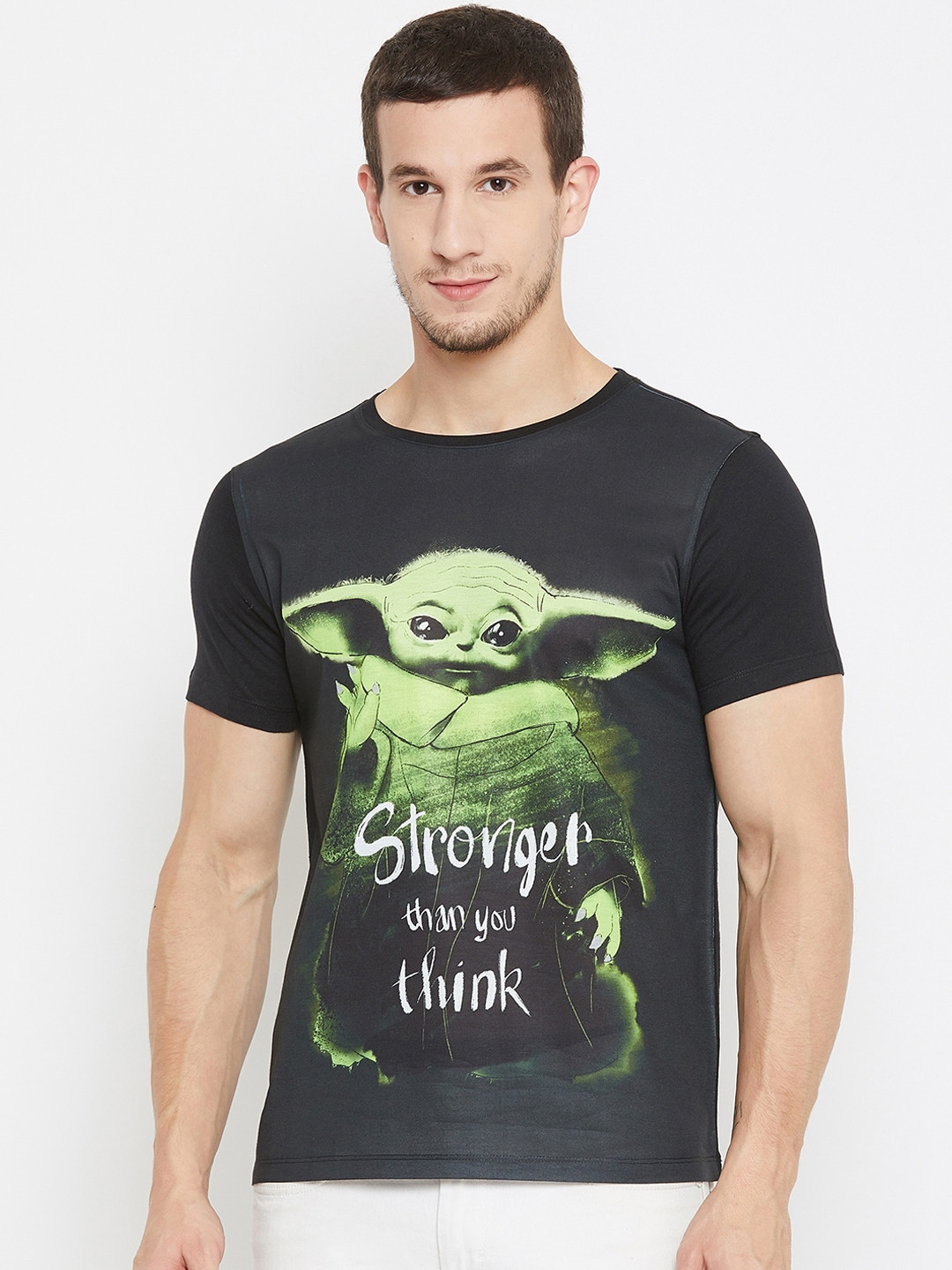 STAR WARS Men Black Mandalorian Printed Round Neck T-shirt