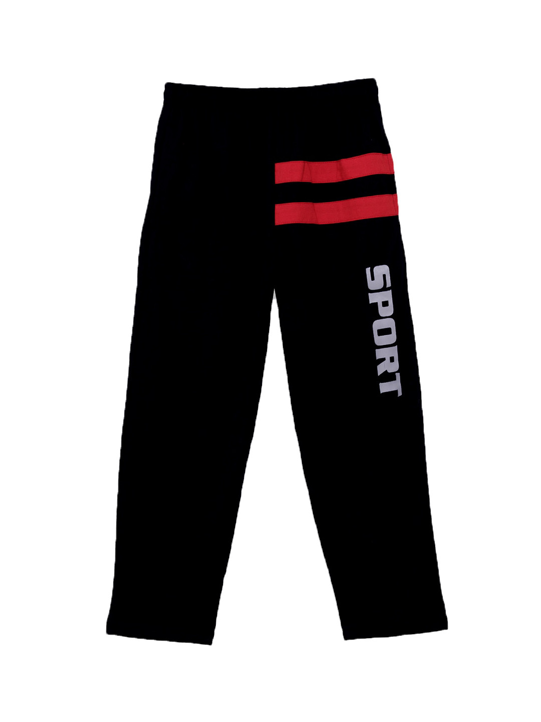 SWEET ANGEL Boys Black & Red Solid Straight Fit Track Pants