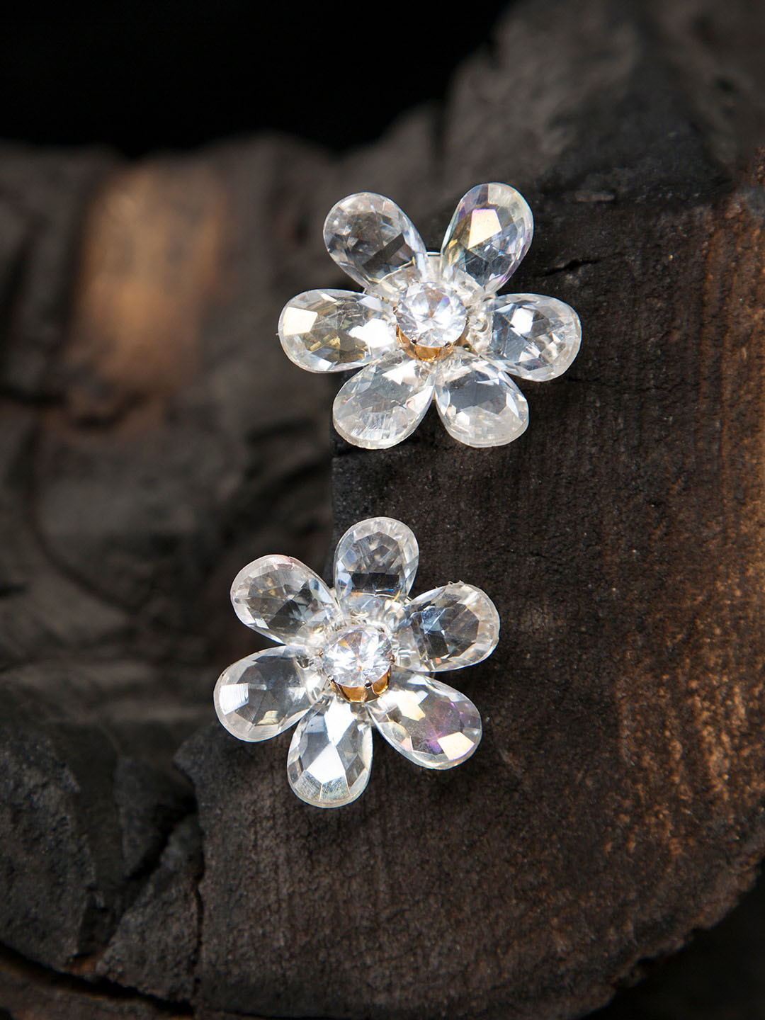 Mali Fionna White Handcrafted Floral Studs