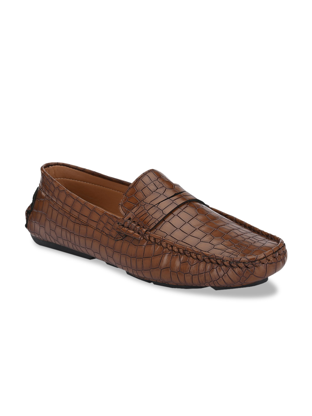 Big Fox Men Brown Textured Driving Shoes