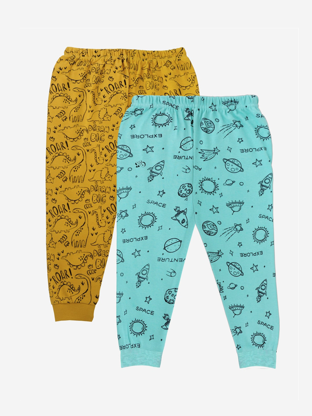 x2o Unisex Kids Pack Of 2 Turquoise Blue & Mustard Yellow Lounge Pants