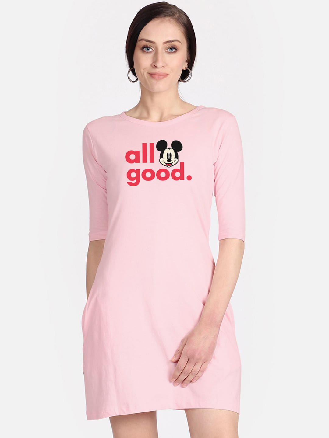 Free Authority Mickey & Friends Pink Print T-shirt Dress