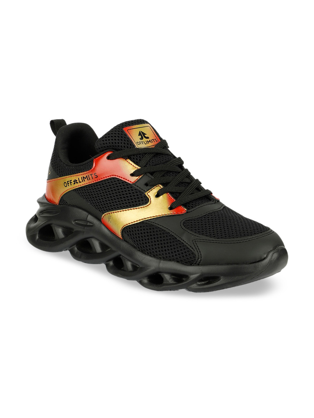 OFF LIMITS Men Black & Red Mesh Running Shoes